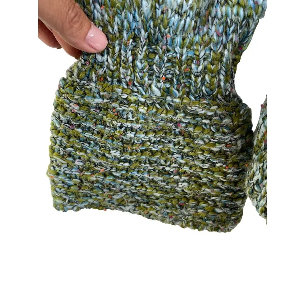 Anthropologie One Girl Who Green Chunky Open Cardigan w Flare Sleeves Size S - Picture 3 of 7